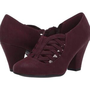 Easy Street Emmy Dress Shooties Woven Hight Heel Vamp Booties Pump Burgundy 9W